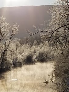 Fog lifting off the Battenkill River in Sunderland VT, a frosty morning. 